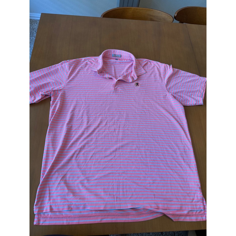 Peter Millar Florida State Logo Summer Comfort‎ Striped Polo  Logo Pink Blue XL